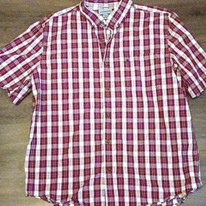 mens carhartt red plaid button down short sleeve shirt size xl